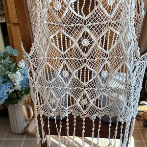 Blu Pepper Cream Crochet Lace Panel Top